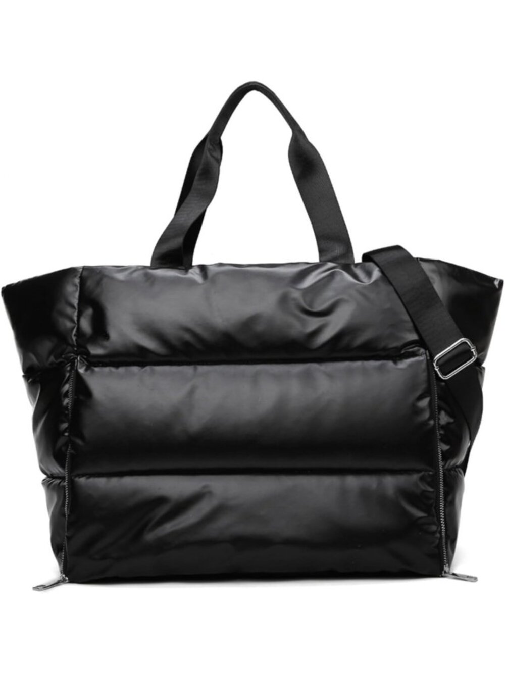 Large Quilted Puffer Tote Bag with Yoga Mat Holder, Waterproof Travel Duffle